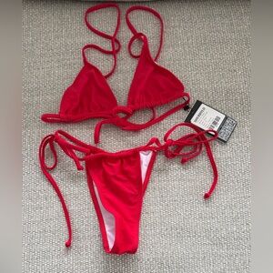 Sherrylo NWT Red Bikini Triangle Top with Adjustable Strings Both Pieces, Size S